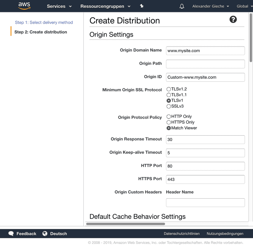 CloudFront Create Distribution Step 2