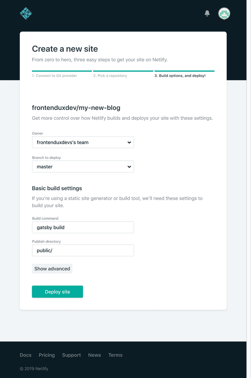 Step 3 connect netlify to github