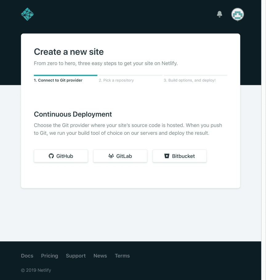 Step 1 connect netlify to github